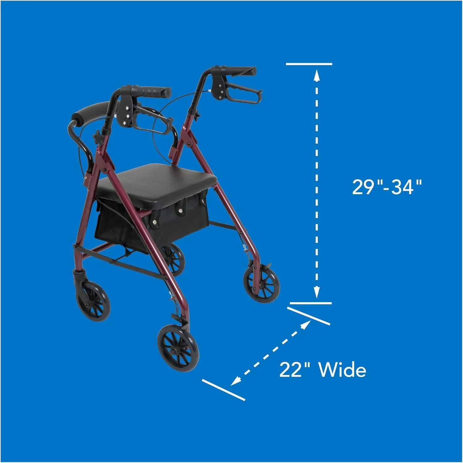 رولیتور آلومینیومی نوجوانان پروبیسیکس با چرخ های 6 اینچی، ظرفیت وزن 250 پوند، رنگ بورگاندی رولیتور آلومینیومی نوجوانان پروبیسیکس با چرخ های 6 اینچی، ظرفیت وزن 250 پوند، رنگ بورگاندی