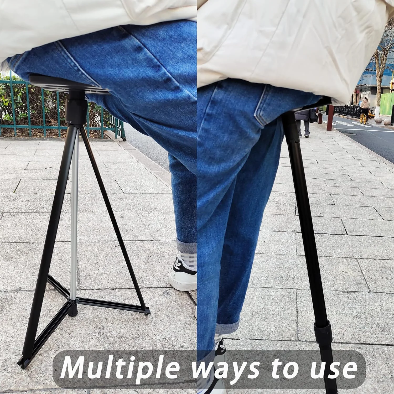 Portable Walking Cane with Seat Camping Cane Seat Telescoping Cane Stool Walking Stick Chair Walking Stool Retractable Lightweight Walking Stick Stool for Elderly Outdoor Travel Hiking