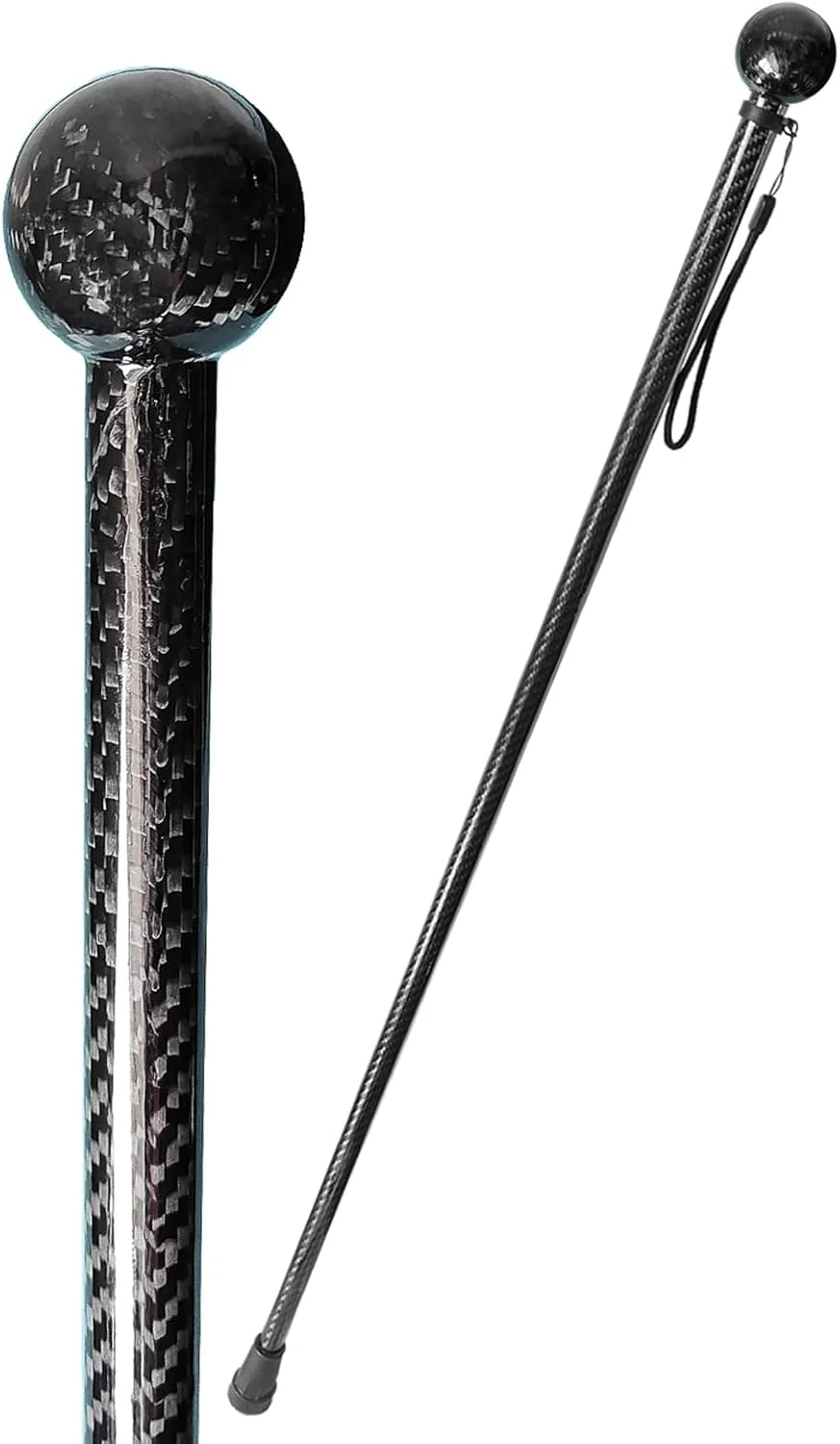عصای پیاده روی فیبر کربنی یک تکه - دسته ارگونومیک گرد، طراحی تزئینی شیک، عصای فیبر کربنی فوق سبک برای مردان و زنان، 37.8 اینچ