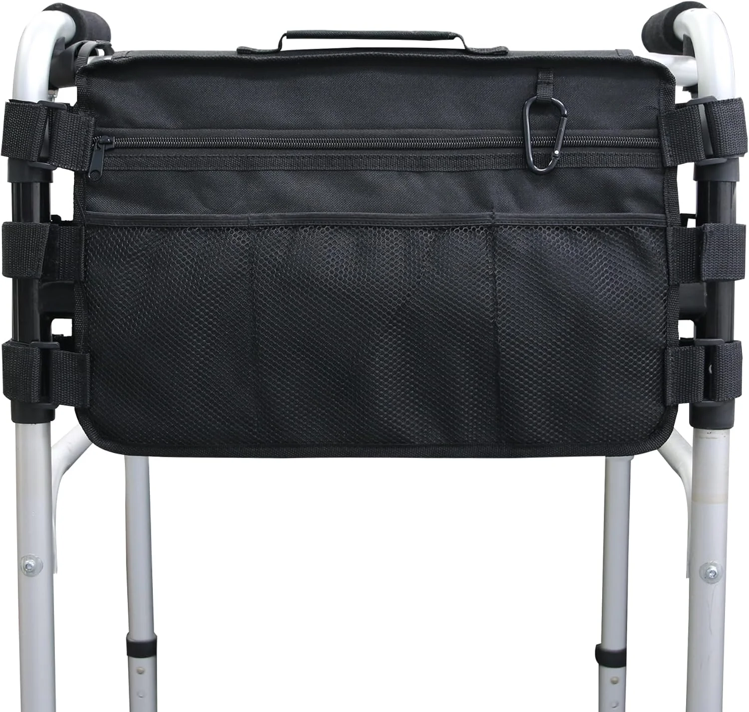 کیف واکر Ogard - لوازم جانبی چند جیبی دو طرفه برای واکرها، لوازم جانبی رولیتور، ایده آل برای خانه یا بیرون، مشکی