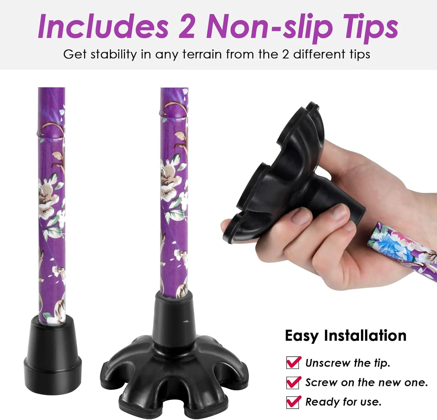 عصای پیاده روی PANZHENG برای آقایان/بانوان | وسایل کمک حرکتی و زندگی روزمره | عصای پیاده روی با قابلیت تنظیم ارتفاع 5 سطح | عصای تاشو پلاستیکی راحت با دسته T