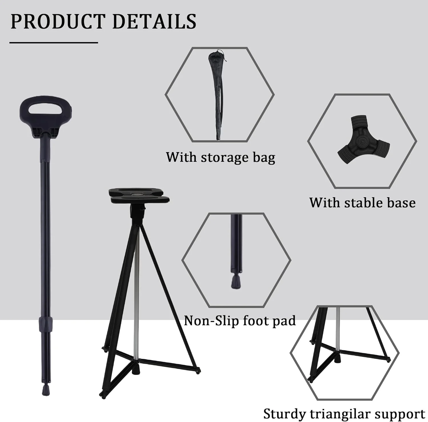 صندلی عصایی تاشو قابل حمل پلوگینگ، عصای پیاده روی سبک وزن با صندلی، عصای سه پایه محکم برای مردان و زنان با کیف مسافرتی، عصای پیاده روی با صندلی برای سالمندان و بزرگسالان صندلی عصایی تاشو قابل حمل پلوگینگ، عصای پیاده روی سبک وزن با صندلی، عصای سه پایه محکم برای مردان و زنان با کیف مسافرتی، عصای پیاده روی با صندلی برای سالمندان و بزرگسالان