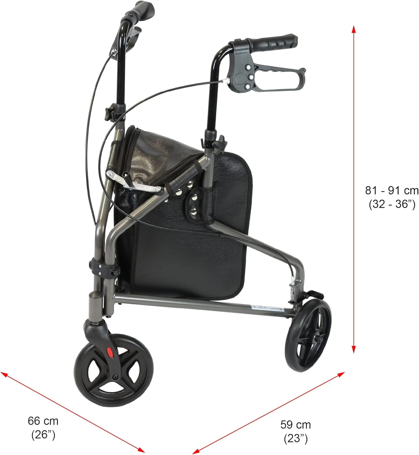 واکر سه چرخ فولادی NRS Healthcare با کیف - خاکستری