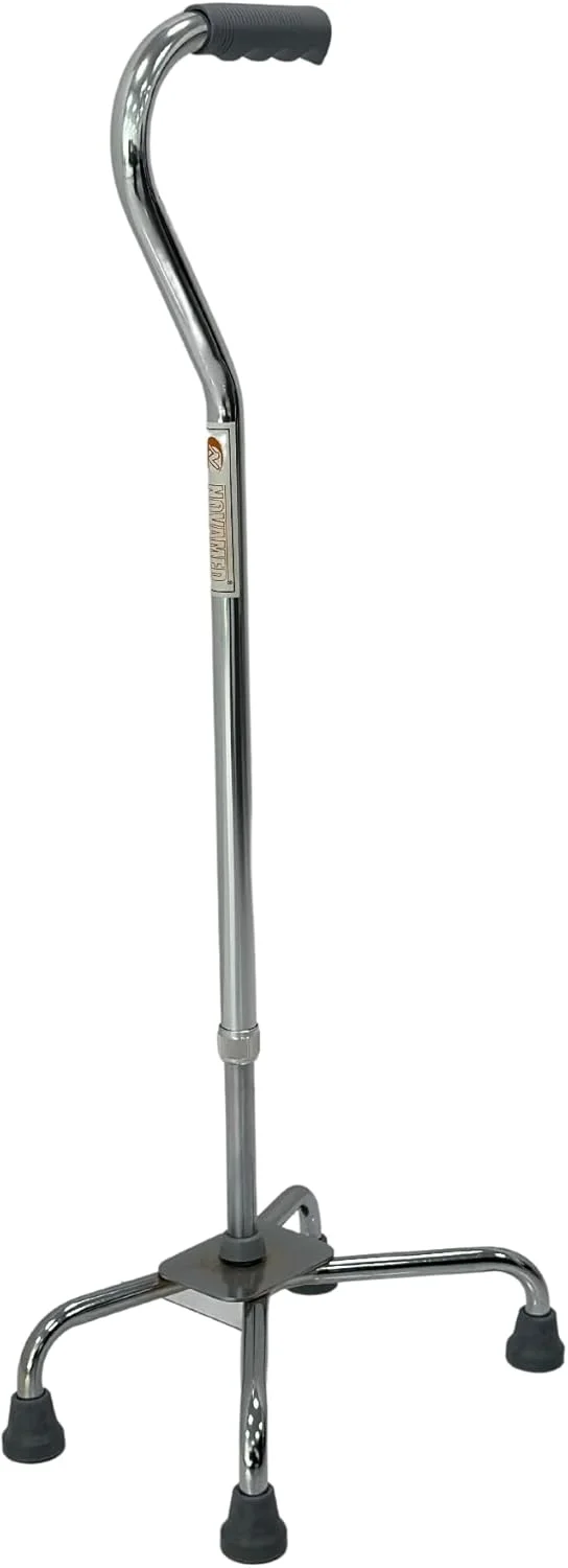 عصای چهارپایه بریاتریک نوامد 931 با پایه کوچک و دسته گرد، ساخته شده از آلومینیوم سبک وزن. طراحی شده با مرکز ثقل پایین برای ثبات و تعادل بیشتر، دارای قابلیت تنظیم ارتفاع
