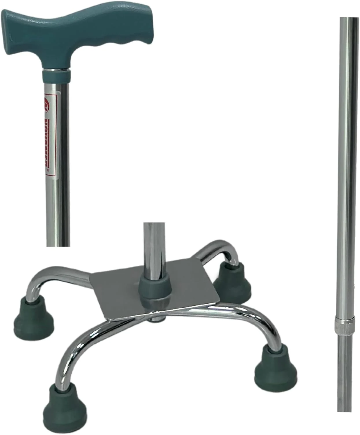 نوامد 924 - عصای پیاده روی سه پایه قابل تنظیم با 4 پایه لاستیکی ضد لغزش، عصا برای سالمندان، معلولان و مجروحان (نقره ای)