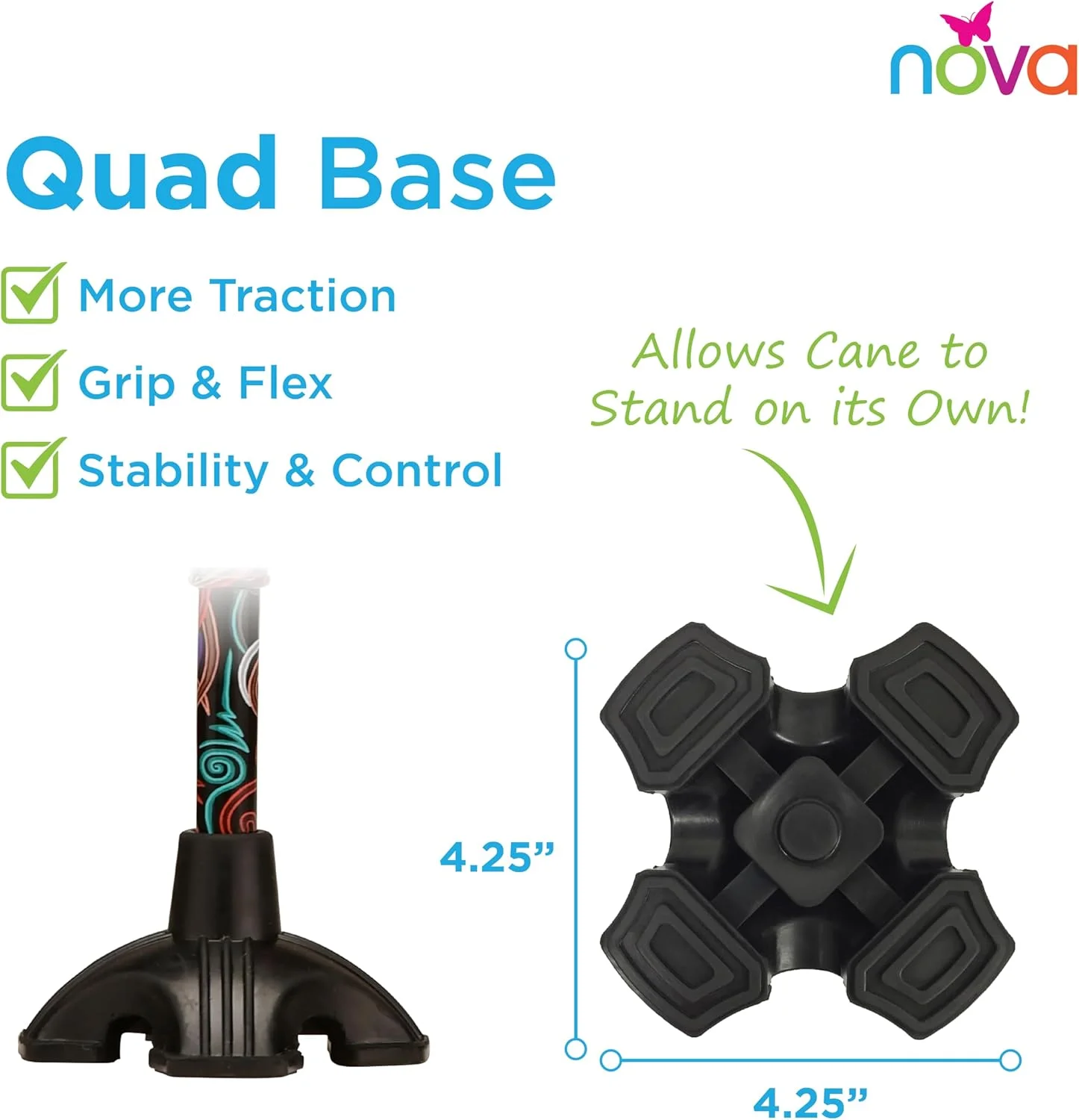 عصای چهارپایه پیاده روی نوا، مناسب برای آقایان و بانوان، ایستاده عصای چهارپایه پیاده روی نوا، مناسب برای آقایان و بانوان، ایستاده