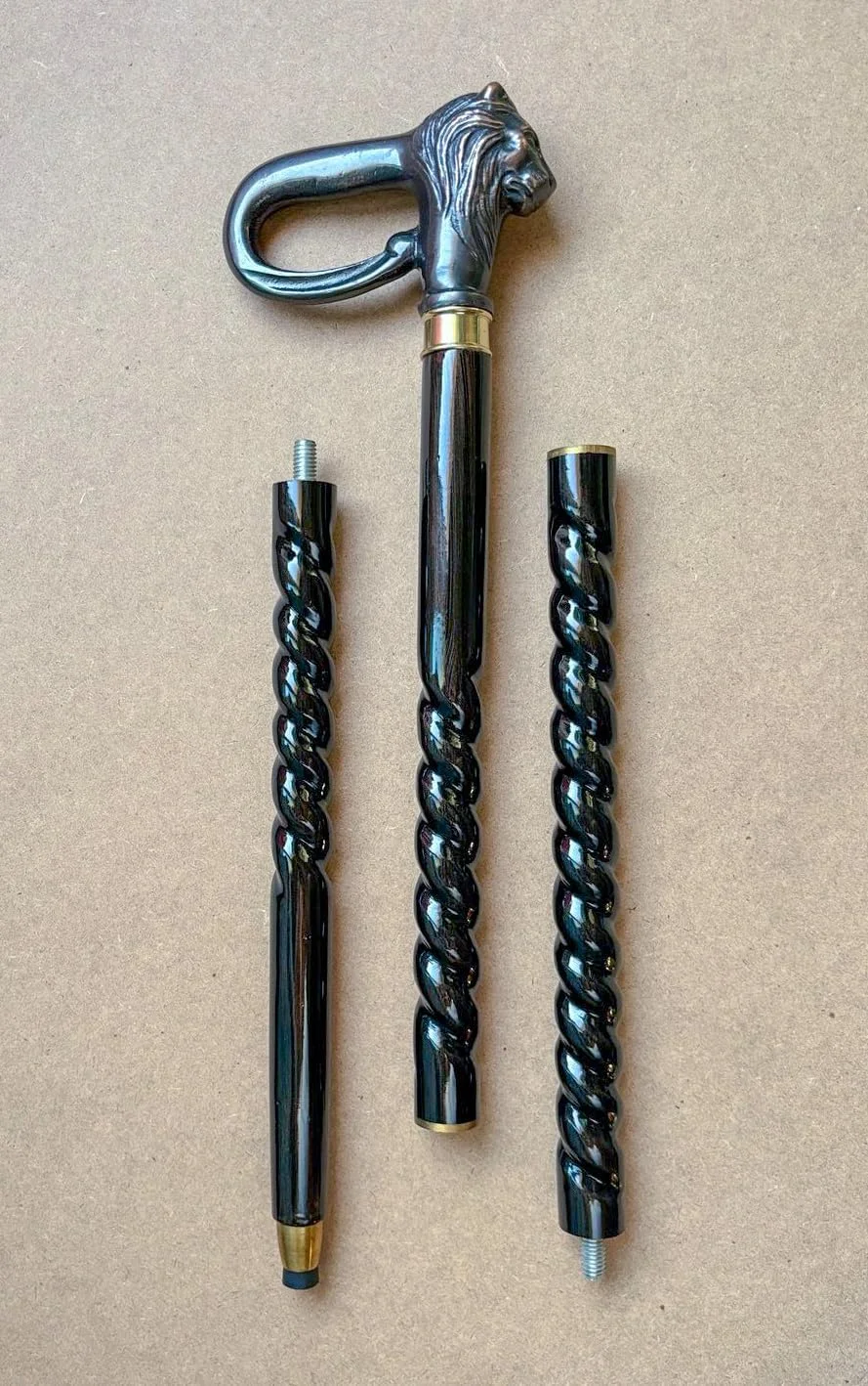 عصای چوبی طبیعی KALA KUNJ با سر شیر فلزی با روکش آنتیک - بیانیه مد برای آقایان/بانوان/سالمندان/پدربزرگ و مادربزرگ ها