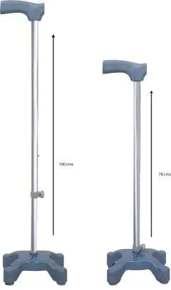 عصای چهار پایه کروم قابل تنظیم ارتفاع موبا برای افراد مسن عصای چهار پایه کروم قابل تنظیم ارتفاع موبا برای افراد مسن