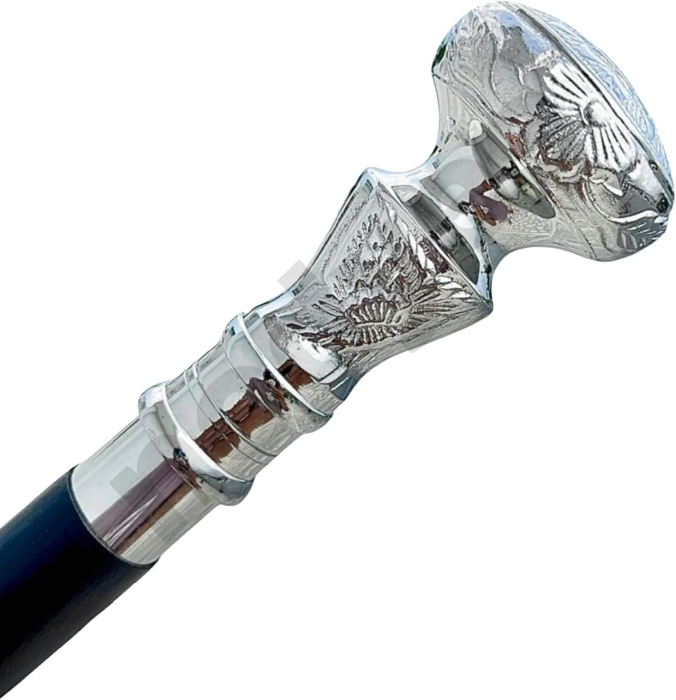 عصای چوبی عتیقه Nodyes - عصای چوبی دست ساز با طراحی زیبا به سبک عتیقه با دسته برنجی نقره ای حکاکی شده، عصای بادوام و شیک برای مردان، زنان، سالمندان و کلکسیونرها