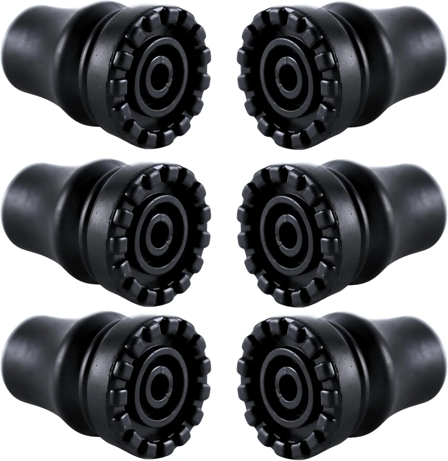 پایه عصای لاستیکی MOTOFITOOL بسته 6 عددی، سایز 5/8 اینچ، مقاوم و بادوام، لوازم جانبی ضد لغزش برای عصا و واکر، نوک عصای جایگزین محکم برای عصاهای پیاده روی، عصاهای کوهنوردی، عصای سالمندان (مشکی)