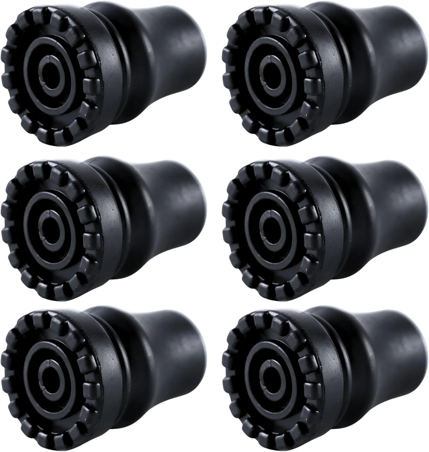 پایه عصای لاستیکی MOTOFITOOL بسته 6 عددی، مناسب عصاهای 7/8 اینچی، لوازم جانبی غیر لغزنده برای عصا زیر بغل، نوک عصای بادوام جایگزین برای عصاهای پیاده روی، عصاهای کوهنوردی، عصا زیر بغل سالمندان (مشکی)