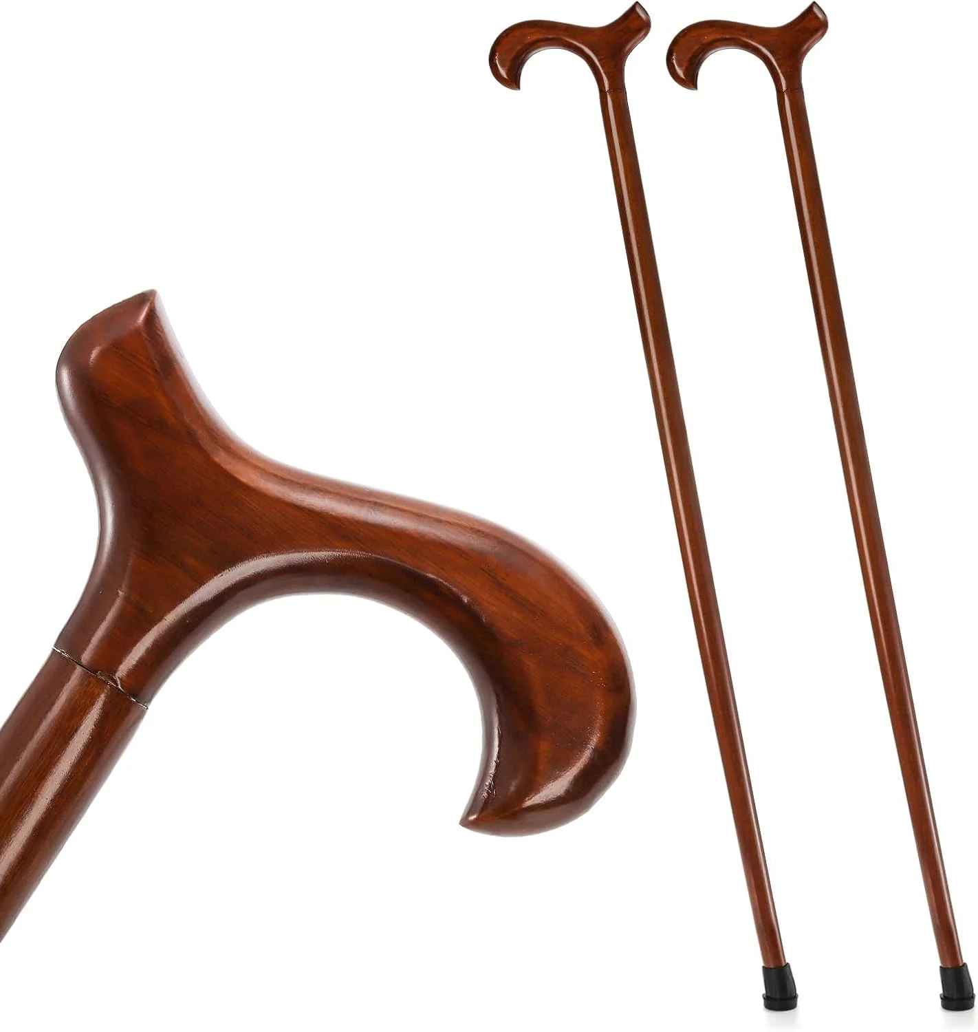 عصای چوبی پیاده روی Mezchi، بسته 2 عددی، مناسب آقایان و بانوان، 91 سانتی متر، عصای چوبی طبیعی، عصا مردانه برای پیاده روی، چوب دستی برای مردان، سالمندان، پیاده روی