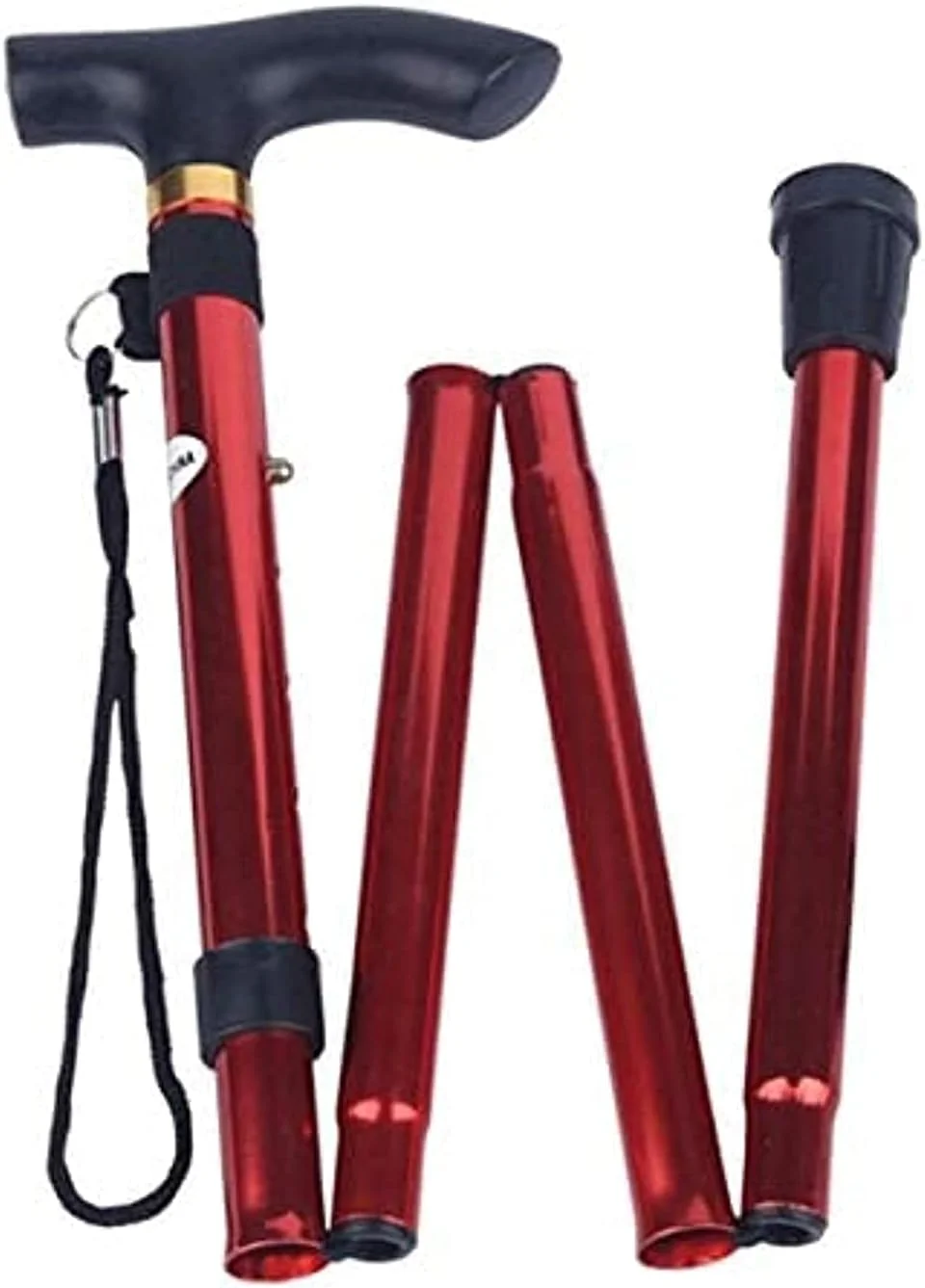 عصا تاشو MISBAH، سبک و قابل تنظیم ارتفاع، آلومینیومی، مناسب پیاده روی تاشو برای مردان و زنان، قابل حمل، دسته های راحت