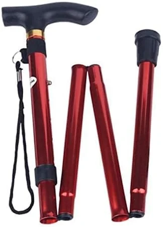 عصا تاشو MISBAH، سبک و قابل تنظیم ارتفاع، آلومینیومی، مناسب پیاده روی تاشو برای مردان و زنان، قابل حمل، دسته های راحت