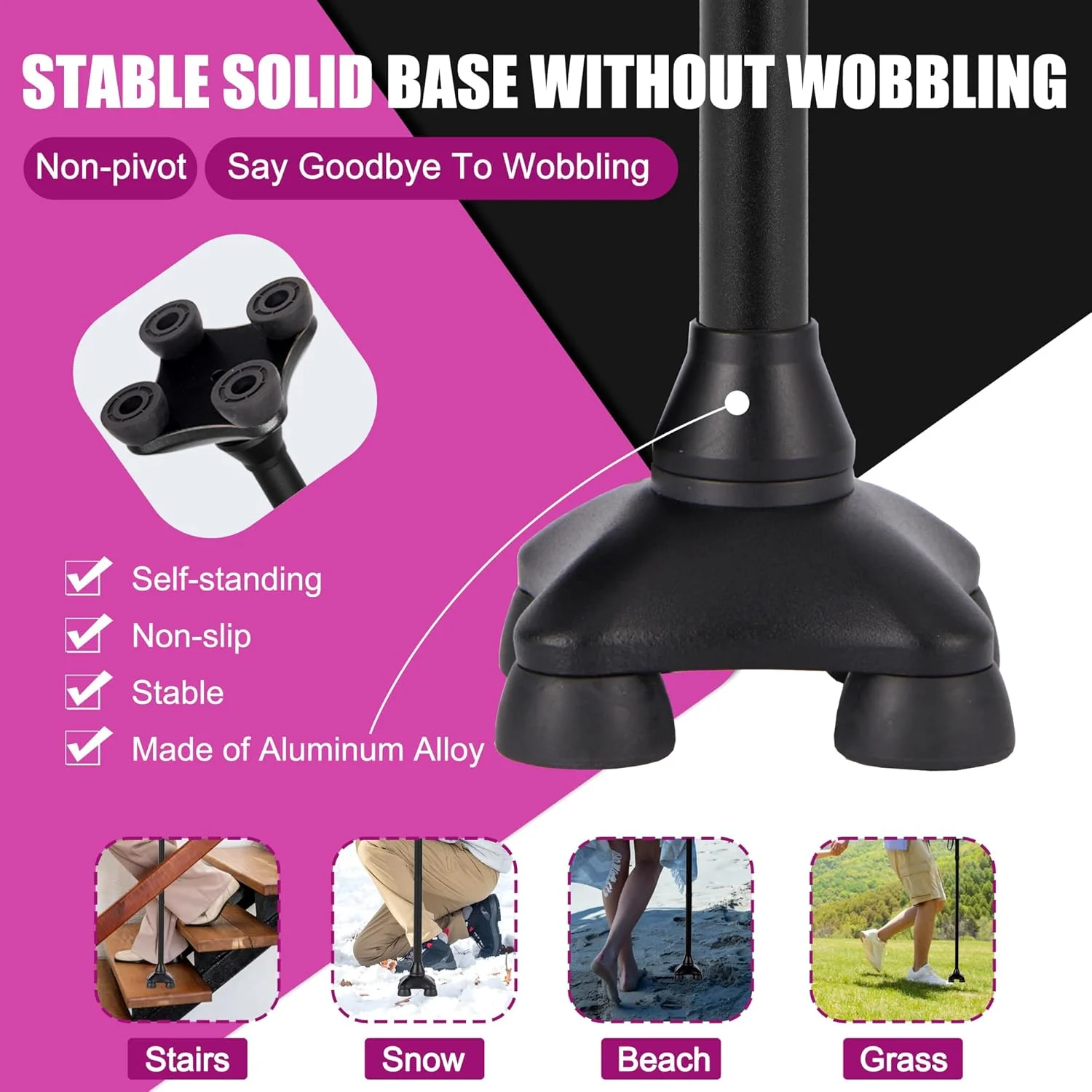 عصای پیاده روی MOODIC برای مردان و زنان قد بلند با قد 185 سانتی متر و بالاتر. تاشو؛ قابل تنظیم؛ دسته راحت و پایه محکم، عصای پیاده روی فوق العاده بلند، حمل آسان (پلاس و مشکی)