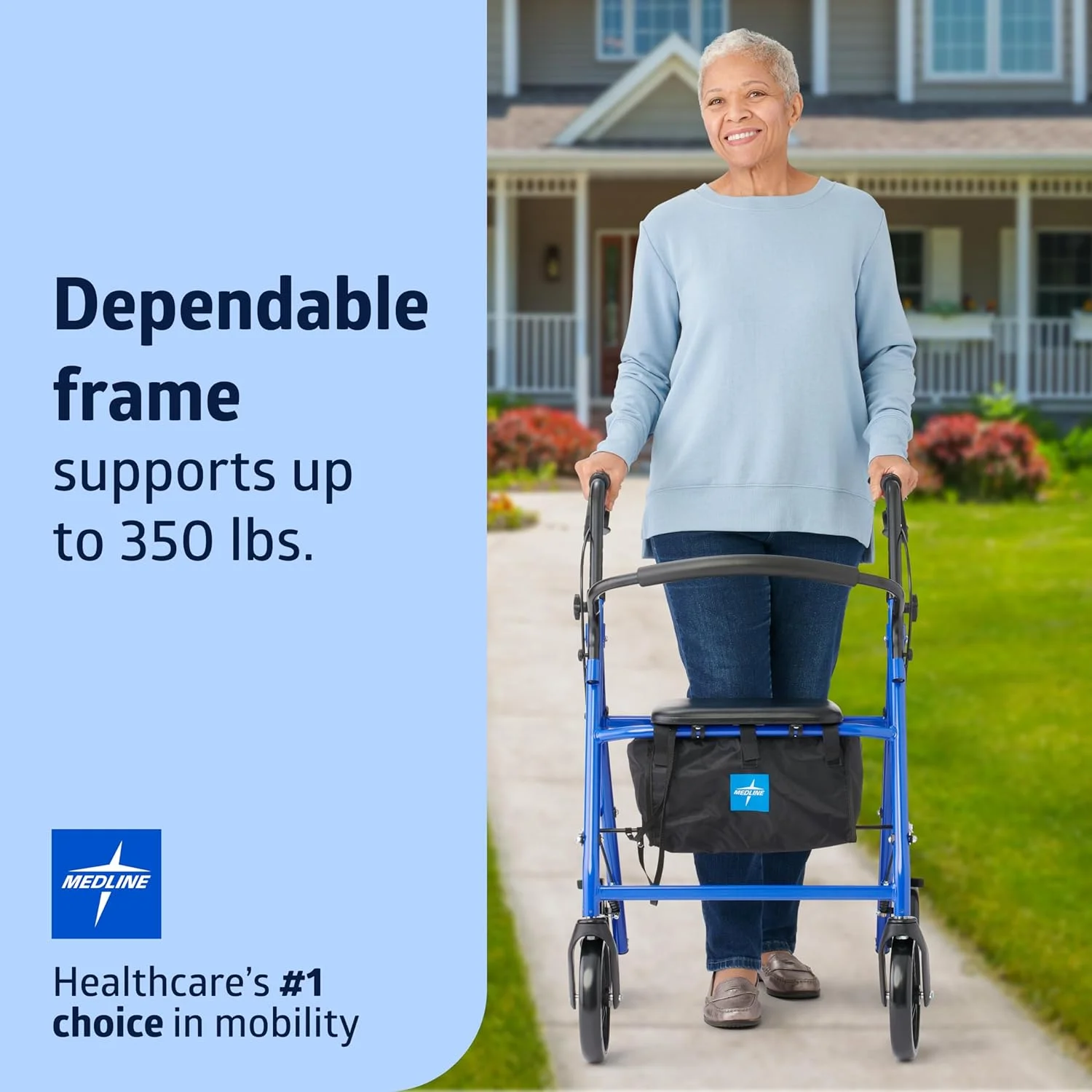 واکر رولیتور فولادی مدلاین برای افراد دارای اختلال حرکتی، آبی، ظرفیت وزنی 158 کیلوگرم، چرخهای 8 اینچی، تاشو، دستههای قابل تنظیم، واکر چرخدار برای سالمندان واکر رولیتور فولادی مدلاین برای افراد دارای اختلال حرکتی، آبی، ظرفیت وزنی 158 کیلوگرم، چرخهای 8 اینچی، تاشو، دستههای قابل تنظیم، واکر چرخدار برای سالمندان