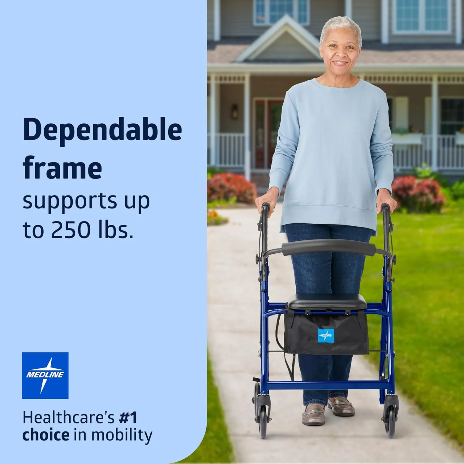 رولیتور آلومینیومی مدل Medline با صندلی، آبی، ظرفیت وزنی 113 کیلوگرم، سبک وزن، چرخ های 6 اینچی، تاشو، دسته های قابل تنظیم، واکر چرخ دار برای سالمندان رولیتور آلومینیومی مدل Medline با صندلی، آبی، ظرفیت وزنی 113 کیلوگرم، سبک وزن، چرخ های 6 اینچی، تاشو، دسته های قابل تنظیم، واکر چرخ دار برای سالمندان