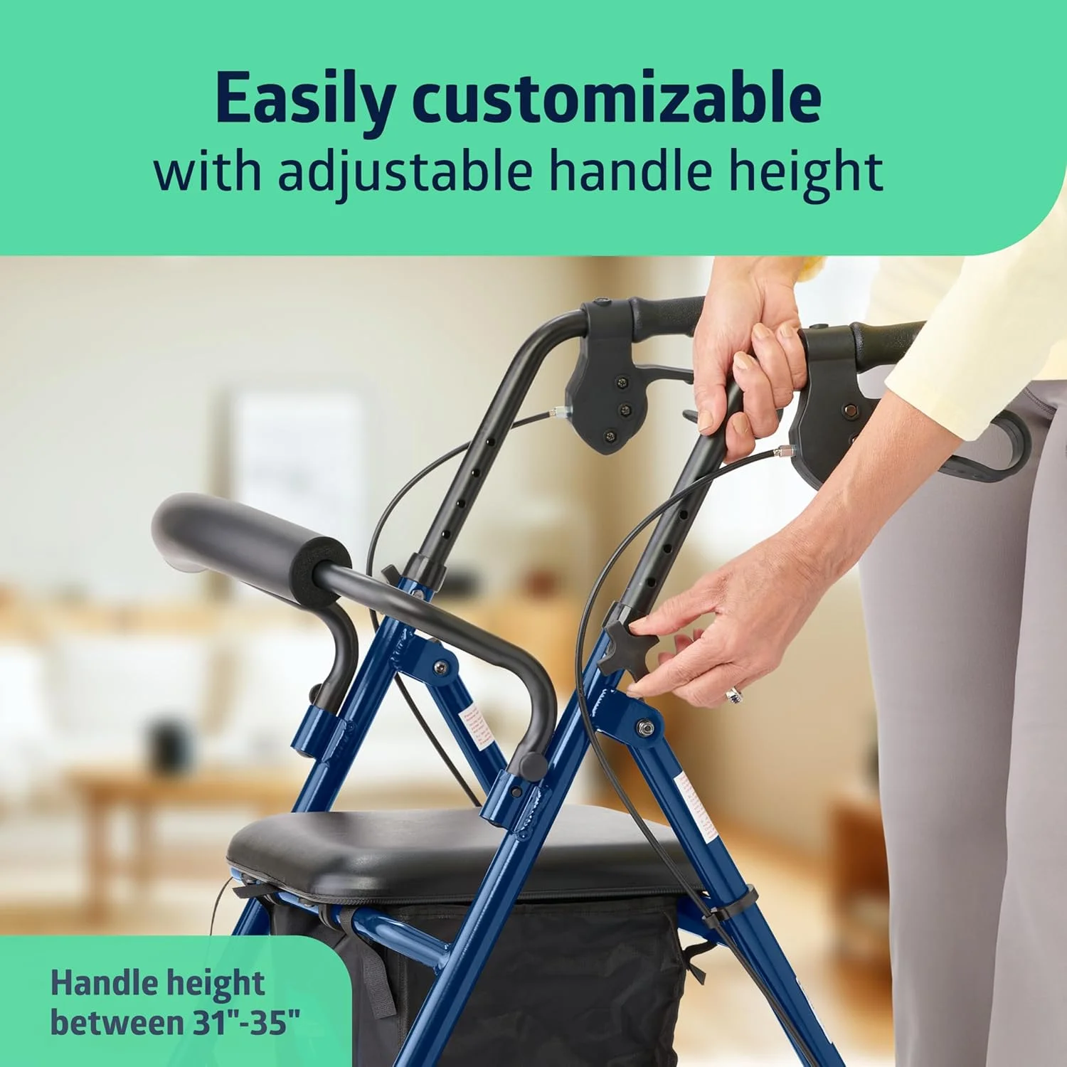 رولیتور آلومینیومی مدل Medline با صندلی، آبی، ظرفیت وزنی 113 کیلوگرم، سبک وزن، چرخ های 6 اینچی، تاشو، دسته های قابل تنظیم، واکر چرخ دار برای سالمندان رولیتور آلومینیومی مدل Medline با صندلی، آبی، ظرفیت وزنی 113 کیلوگرم، سبک وزن، چرخ های 6 اینچی، تاشو، دسته های قابل تنظیم، واکر چرخ دار برای سالمندان