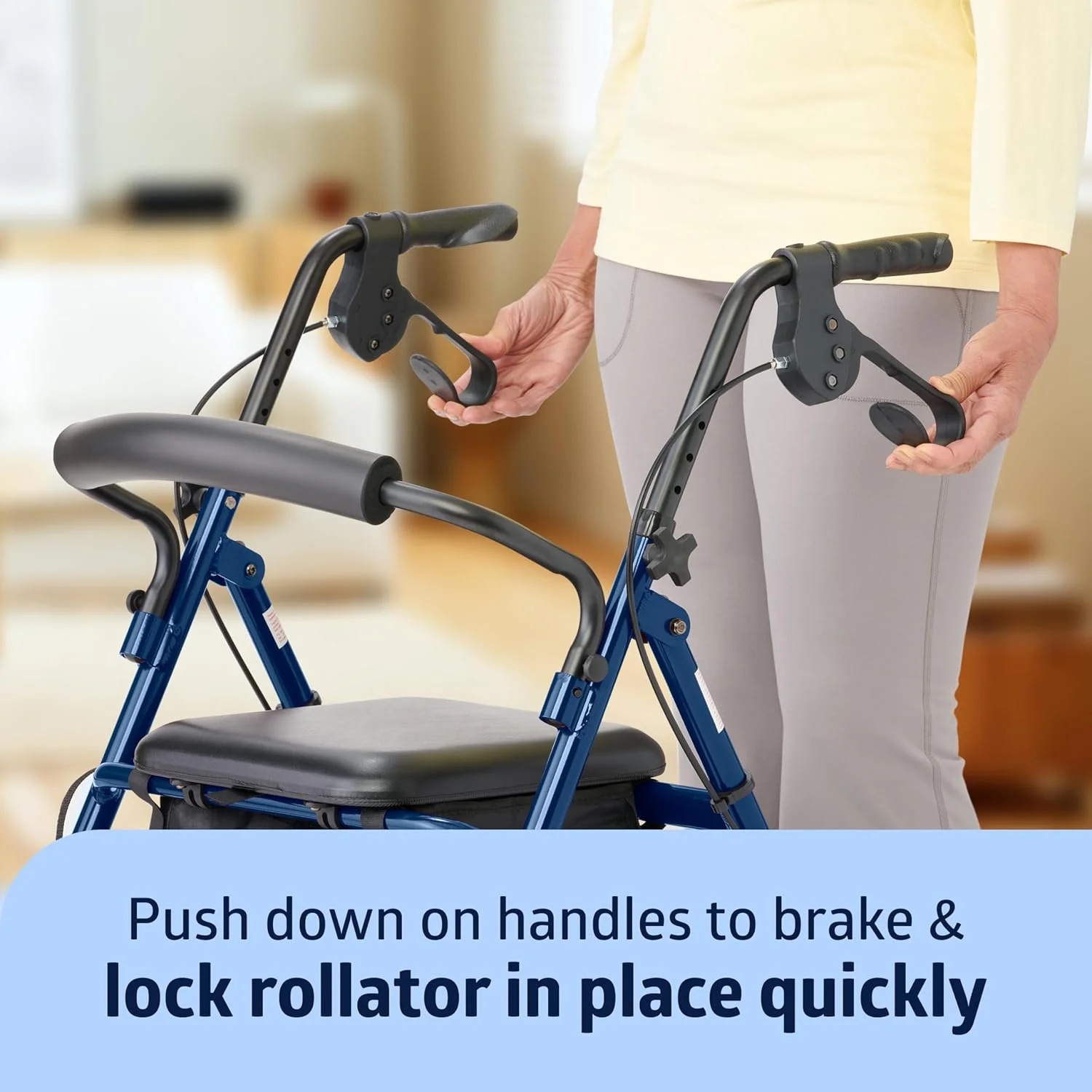 رولیتور آلومینیومی مدل Medline با صندلی، آبی، ظرفیت وزنی 113 کیلوگرم، سبک وزن، چرخ های 6 اینچی، تاشو، دسته های قابل تنظیم، واکر چرخ دار برای سالمندان رولیتور آلومینیومی مدل Medline با صندلی، آبی، ظرفیت وزنی 113 کیلوگرم، سبک وزن، چرخ های 6 اینچی، تاشو، دسته های قابل تنظیم، واکر چرخ دار برای سالمندان