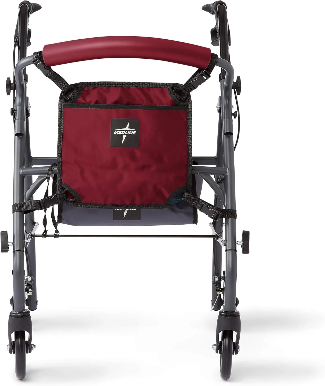 کیف جلویی Medline برای واکرهای رولیتور، کیف لوازم جانبی قابل تنظیم به راحتی به اکثر واکرها و رولیتورها متصل می شود، قرمز