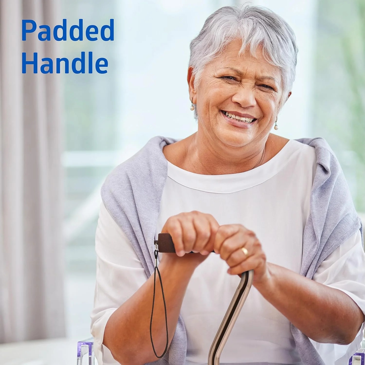 عصای پیاده روی آلومینیومی Medline، قابل تنظیم از 29 تا 38 اینچ و تحمل وزن تا 300 پوند - وسیله کمکی حرکتی برای حفظ تعادل سالمندان و بزرگسالان