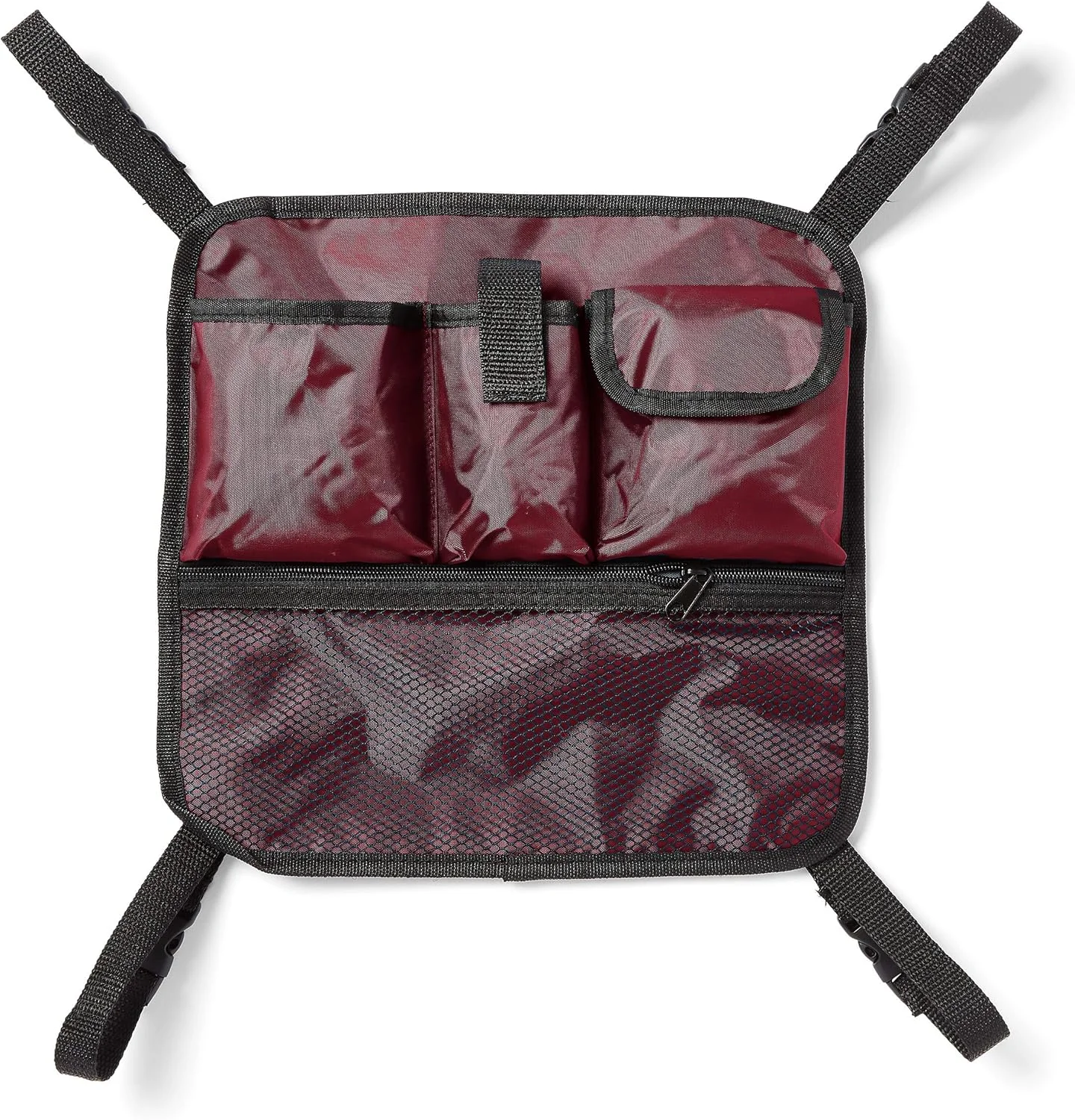 کیف جلویی Medline برای واکرهای رولیتور، کیف لوازم جانبی قابل تنظیم به راحتی به اکثر واکرها و رولیتورها متصل می شود، قرمز