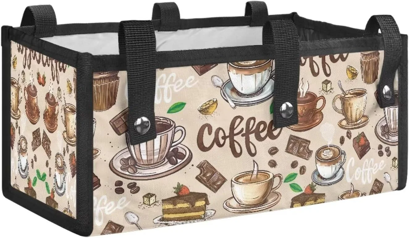 سبد واکر طرح قهوه LVEWYB زیر صندلی برای واکر تاشو، لوازم جانبی رولیتور تاشو برای واکرهای سالمندان قابل جدا شدن