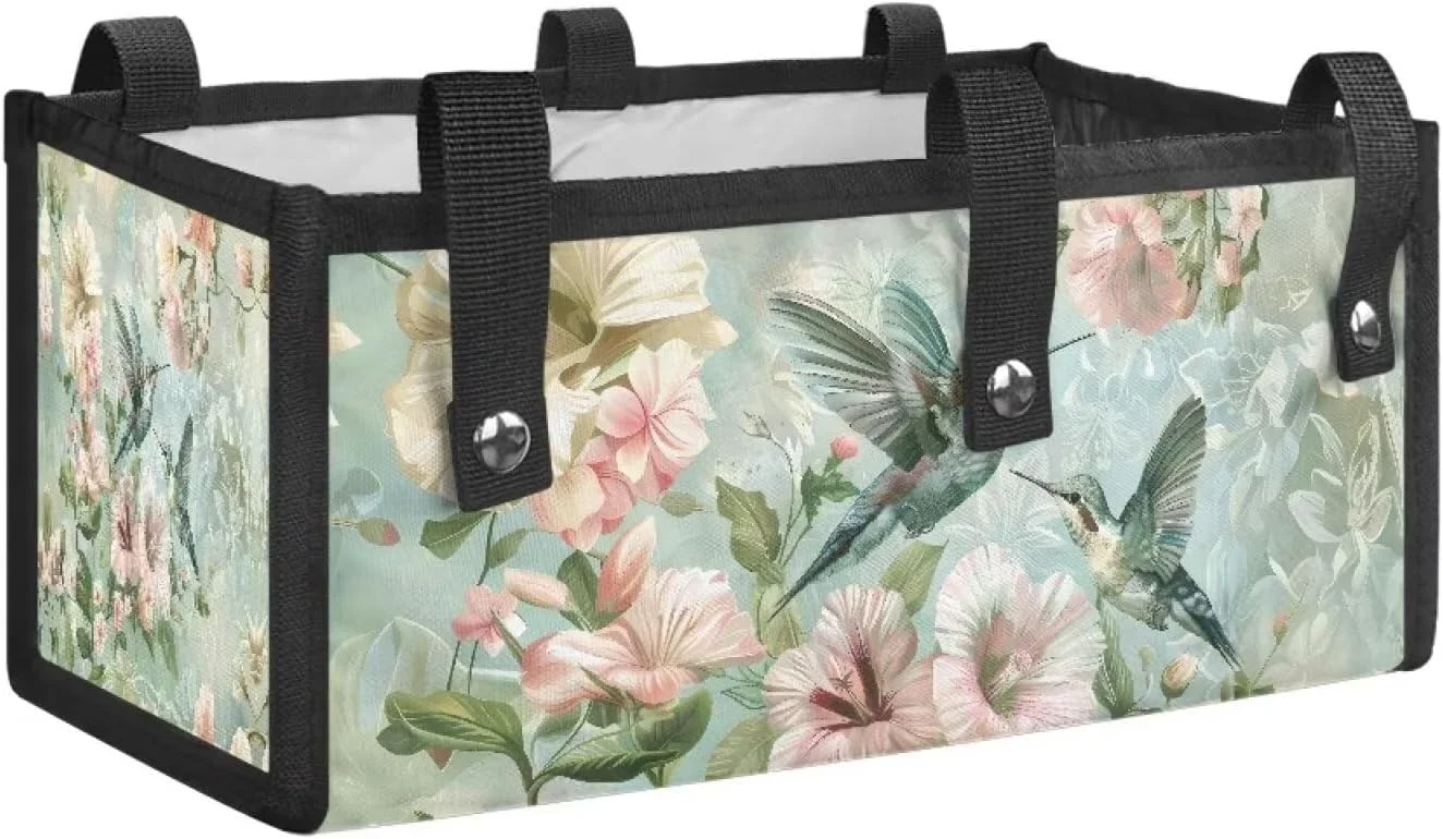 کیف رولیتور زیر صندلی طرح مرغ مگس خوار LVEWYB، کیف گلدار برای رولیتور چهار چرخ با جیب های ذخیره سازی، لوازم جانبی واکر رولیتور هدیه برای سالمندان در زندگی کمکی