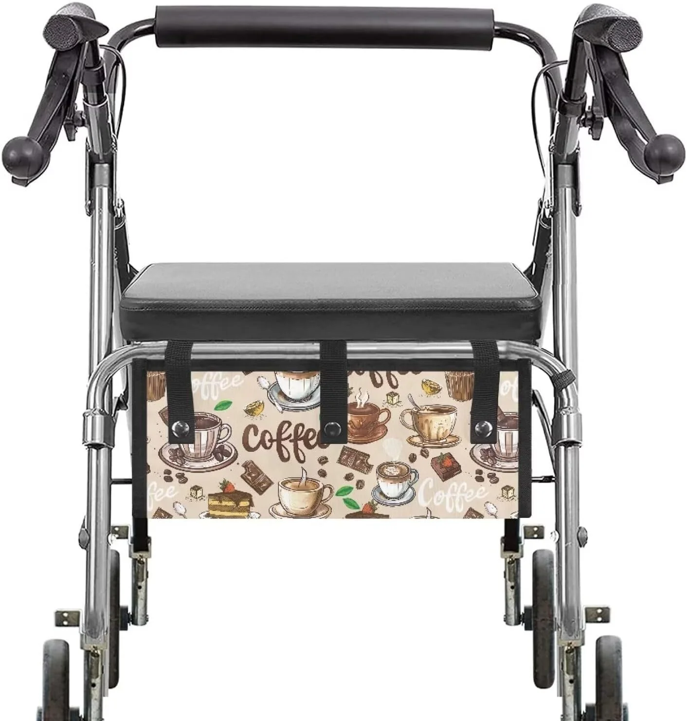 سبد واکر طرح قهوه LVEWYB زیر صندلی برای واکر تاشو، لوازم جانبی رولیتور تاشو برای واکرهای سالمندان قابل جدا شدن