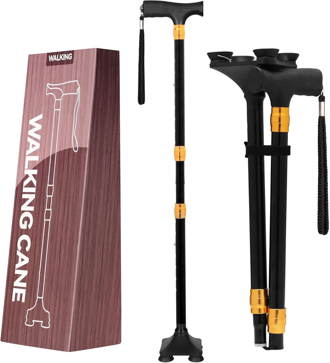 عصای پیاده روی زنانه LIXIANG برای تعادل و ثبات سالمندان، تاشو، مناسب برای مردان، مقاوم، قابل تنظیم، مسافرتی، شیک، فانتزی، تزئینی، منحصر به فرد و جذاب