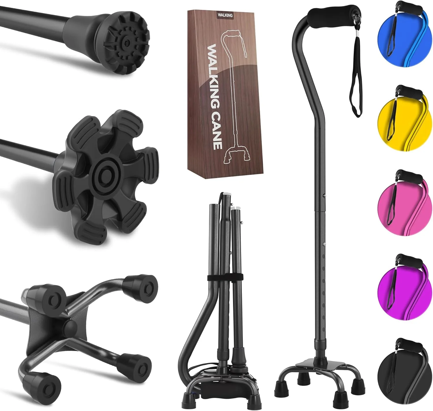 عصای پیاده روی 3 در 1 LIXIANG - عصاهای پیاده روی سبک وزن قابل تنظیم از 29 تا 37 اینچ، کمک تعادلی حرکتی برای مردان و زنان عصای پیاده روی 3 در 1 LIXIANG - عصاهای پیاده روی سبک وزن قابل تنظیم از 29 تا 37 اینچ، کمک تعادلی حرکتی برای مردان و زنان