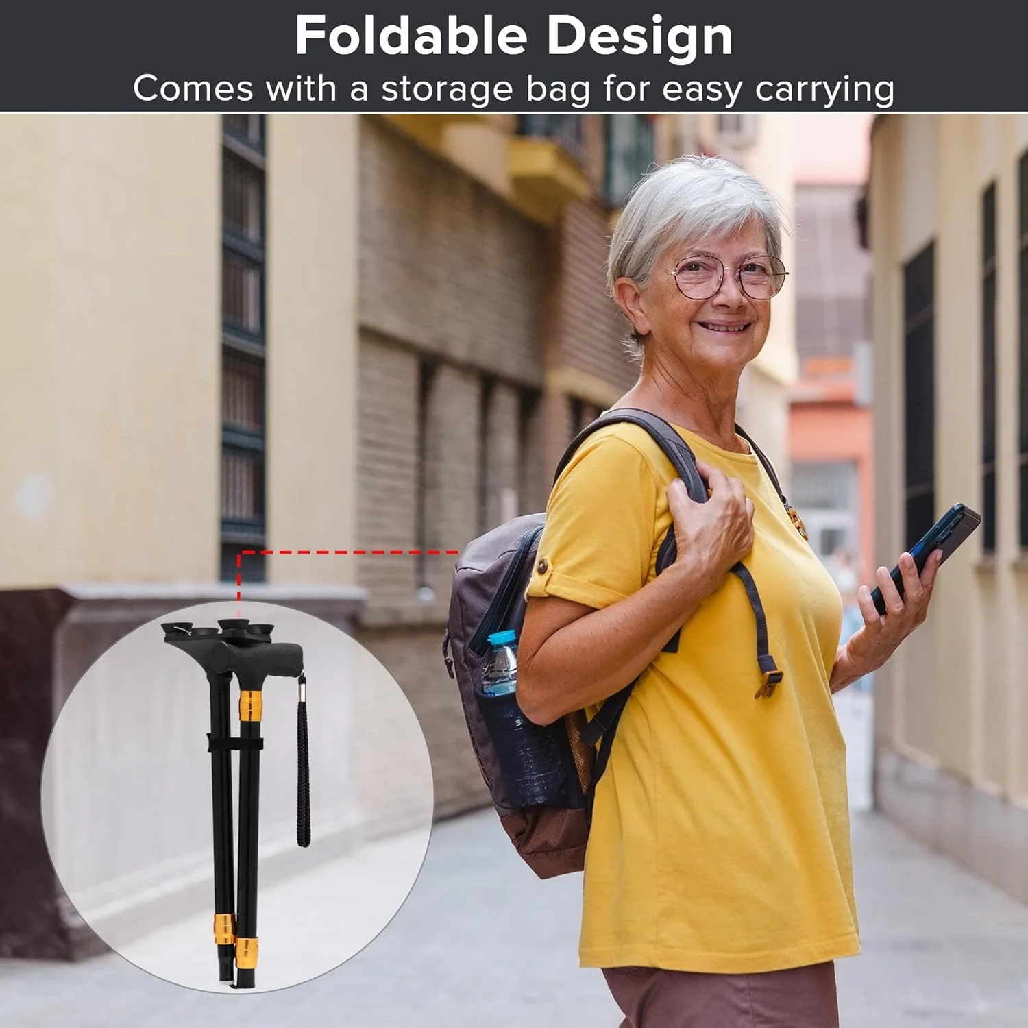 عصای پیاده روی زنانه LIXIANG برای تعادل و ثبات سالمندان، تاشو، مناسب برای مردان، مقاوم، قابل تنظیم، مسافرتی، شیک، فانتزی، تزئینی، منحصر به فرد و جذاب