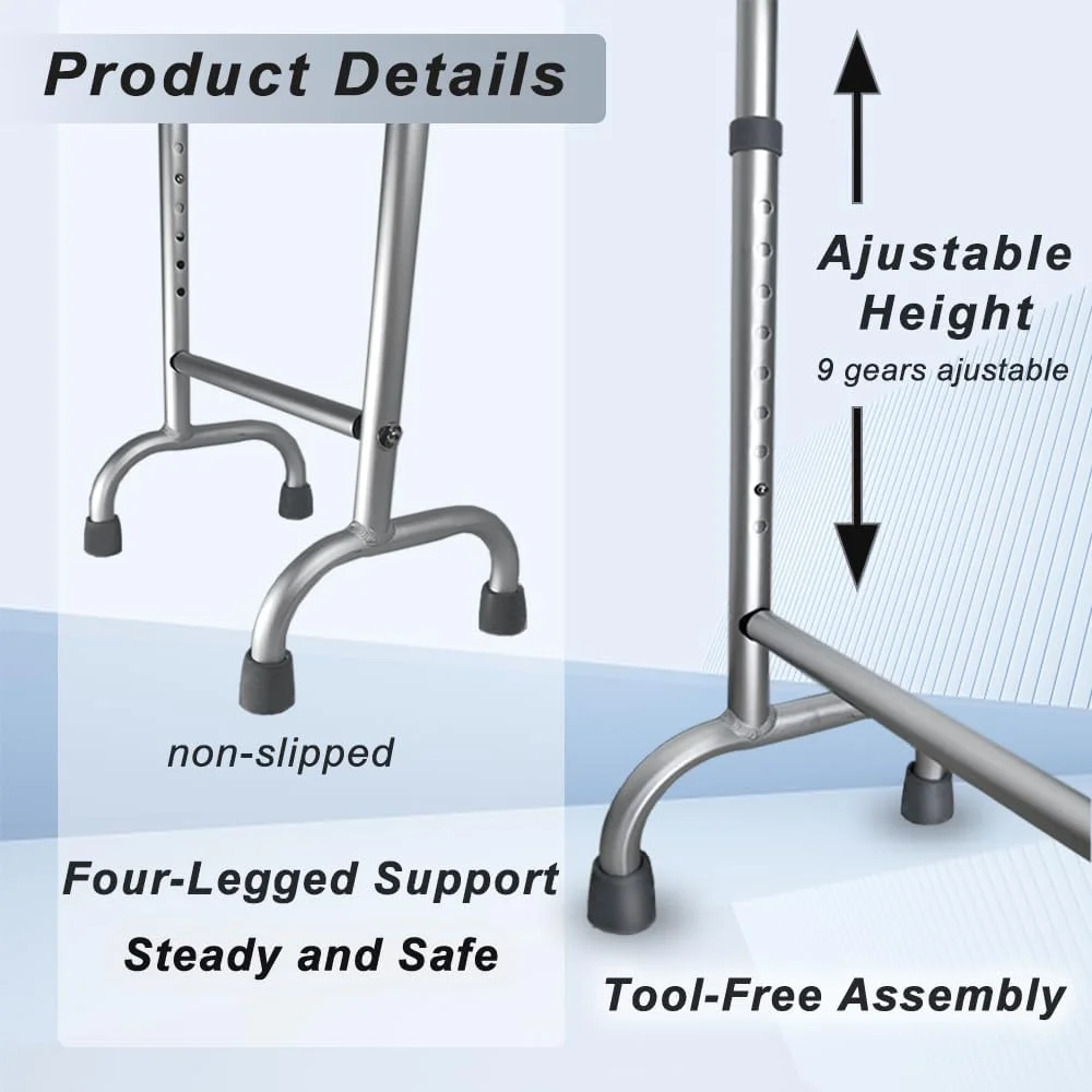 عصای پیاده روی آلیاژ آلومینیوم، سبک وزن، پایداری بیشتر و طراحی ضد لغزش، تا 136 کیلوگرم، ارتفاع قابل تنظیم 80 تا 100 سانتی متر، ابزار کمکی برای بهبود بدن، مناسب برای مردان و زنان مسن عصای پیاده روی آلیاژ آلومینیوم، سبک وزن، پایداری بیشتر و طراحی ضد لغزش، تا 136 کیلوگرم، ارتفاع قابل تنظیم 80 تا 100 سانتی متر، ابزار کمکی برای بهبود بدن، مناسب برای مردان و زنان مسن