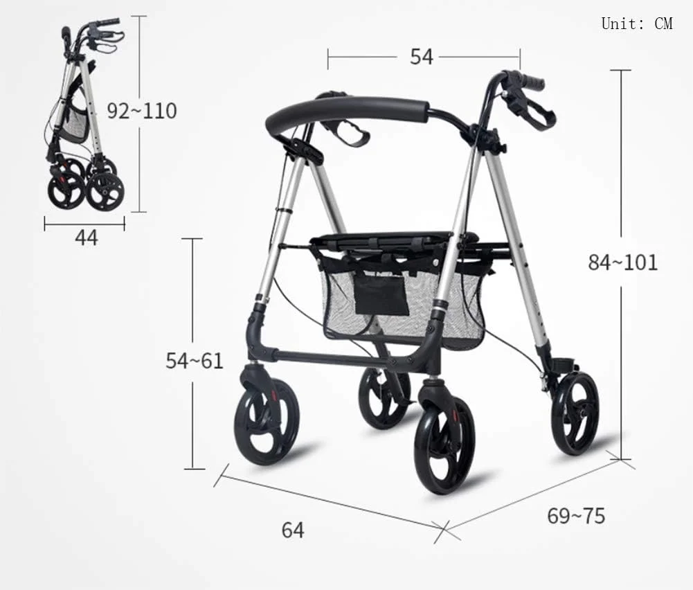 واکر آلومینیومی سبک وزن، واکر چرخدار قابل تنظیم با صندلی برای سالمندان، معلولان، بیماران با تحرک محدود، تثبیت کننده پیاده روی با چهار چرخ یک سورپرایز کوچک واکر آلومینیومی سبک وزن، واکر چرخدار قابل تنظیم با صندلی برای سالمندان، معلولان، بیماران با تحرک محدود، تثبیت کننده پیاده روی با چهار چرخ یک سورپرایز کوچک