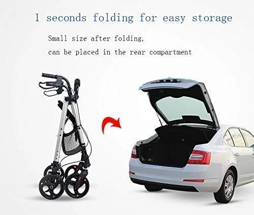 واکر آلومینیومی سبک وزن، واکر چرخدار قابل تنظیم با صندلی برای سالمندان، معلولان، بیماران با تحرک محدود، تثبیت کننده پیاده روی با چهار چرخ یک سورپرایز کوچک واکر آلومینیومی سبک وزن، واکر چرخدار قابل تنظیم با صندلی برای سالمندان، معلولان، بیماران با تحرک محدود، تثبیت کننده پیاده روی با چهار چرخ یک سورپرایز کوچک