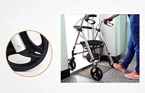 واکر آلومینیومی سبک وزن، واکر چرخدار قابل تنظیم با صندلی برای سالمندان، معلولان، بیماران با تحرک محدود، تثبیت کننده پیاده روی با چهار چرخ یک سورپرایز کوچک واکر آلومینیومی سبک وزن، واکر چرخدار قابل تنظیم با صندلی برای سالمندان، معلولان، بیماران با تحرک محدود، تثبیت کننده پیاده روی با چهار چرخ یک سورپرایز کوچک