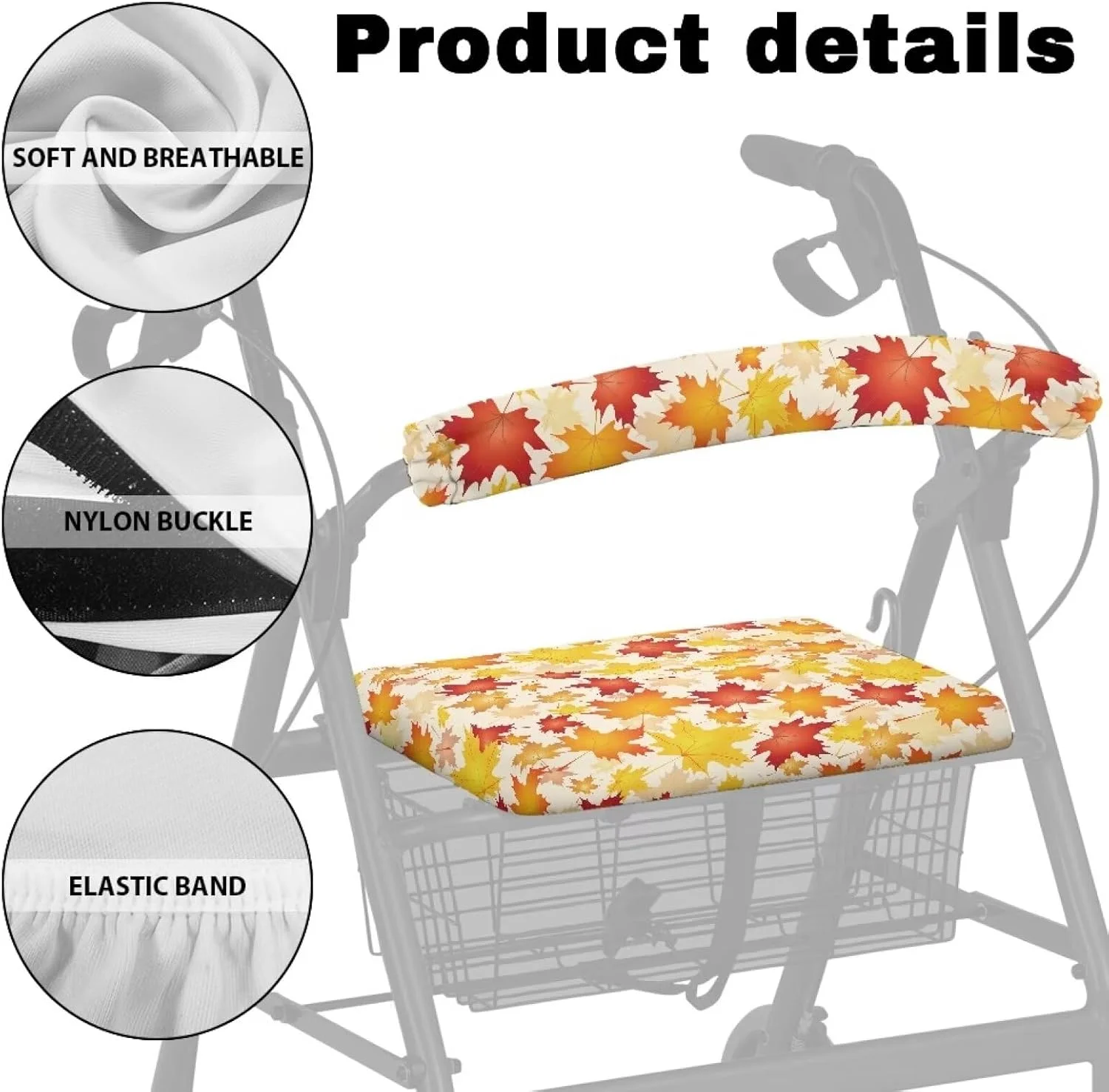 روکش صندلی واکر Luarisgur با طرح برگ های پاییزی، لوازم جانبی واکر مناسب سالمندان، روکش های یونیورسال صندلی و پشتی رولیتور واکر برای بانوان، تزئینات واکر مخصوص روز شکرگزاری روکش صندلی واکر Luarisgur با طرح برگ های پاییزی، لوازم جانبی واکر مناسب سالمندان، روکش های یونیورسال صندلی و پشتی رولیتور واکر برای بانوان، تزئینات واکر مخصوص روز شکرگزاری