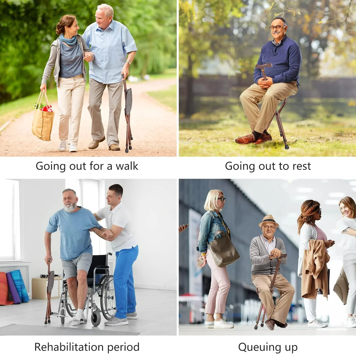 عصای پیاده روی صندلی دار LINGTHIN با ظرفیت 200 کیلوگرم، تخته صندلی بزرگ با قابلیت تنظیم ارتفاع، عصای پیاده روی تاشو با صندلی، عصا و چهارپایه دو منظوره برای مردان مسن، افراد معلول و نقاهت. عصای پیاده روی صندلی دار LINGTHIN با ظرفیت 200 کیلوگرم، تخته صندلی بزرگ با قابلیت تنظیم ارتفاع، عصای پیاده روی تاشو با صندلی، عصا و چهارپایه دو منظوره برای مردان مسن، افراد معلول و نقاهت.