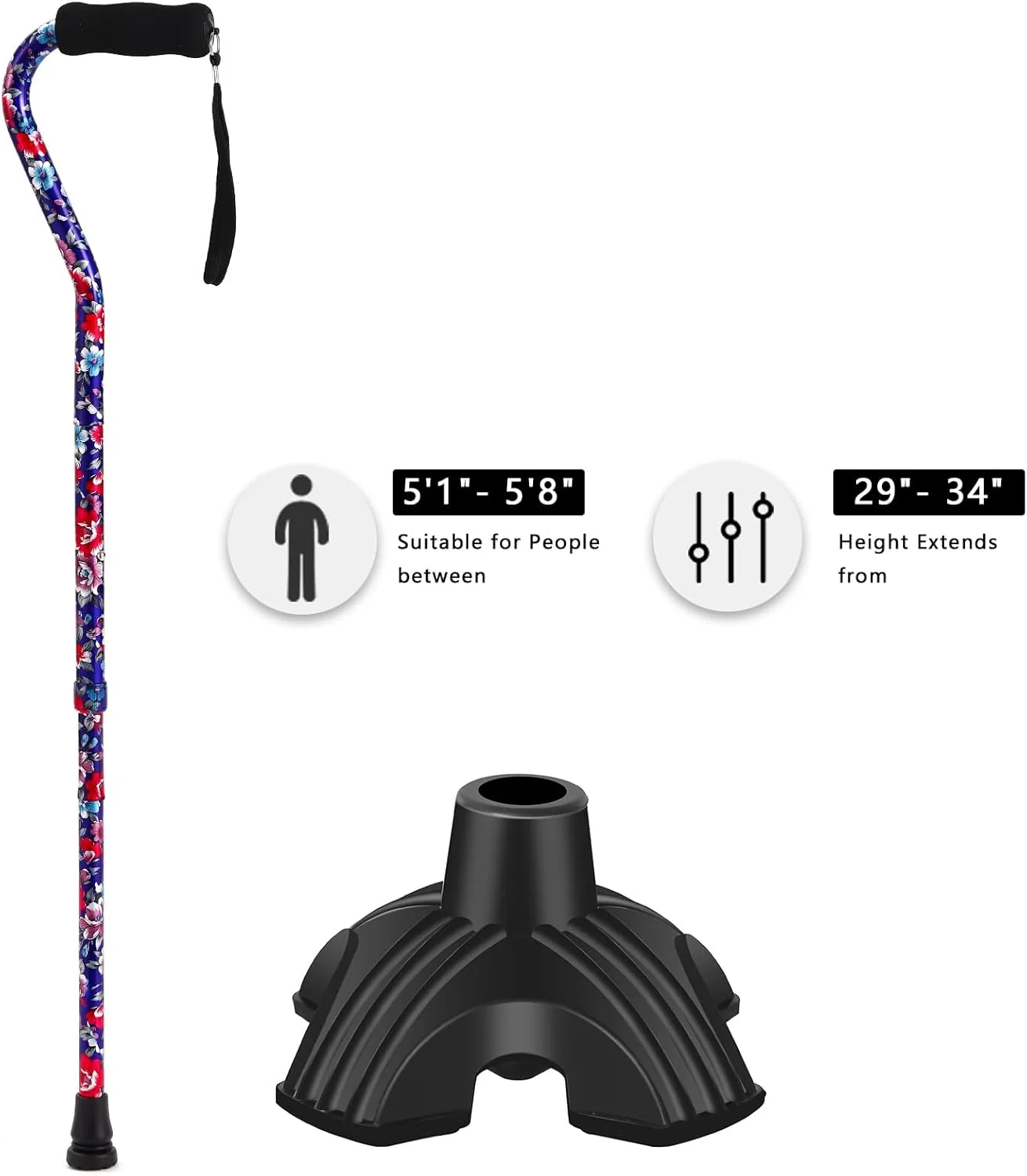 عصای پیاده روی LIXIANG برای زنان و مردان، عصای پیاده روی تاشو با دسته اسفنجی نرم، سبک وزن، مناسب برای آرتروز، سالمندان و معلولین عصای پیاده روی LIXIANG برای زنان و مردان، عصای پیاده روی تاشو با دسته اسفنجی نرم، سبک وزن، مناسب برای آرتروز، سالمندان و معلولین