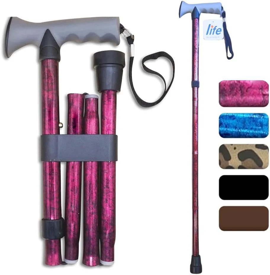 عصای پیاده روی لایف هلث کر با دسته ژله ای راحت برای آرتروز، برای سالمندان و معلولین، تاشو با ارتفاع قابل تنظیم، مشکی ساده، مناسب دست راست یا چپ، با نوک لاستیکی ضد لغزش، بند مچی، سبک وزن عصای پیاده روی لایف هلث کر با دسته ژله ای راحت برای آرتروز، برای سالمندان و معلولین، تاشو با ارتفاع قابل تنظیم، مشکی ساده، مناسب دست راست یا چپ، با نوک لاستیکی ضد لغزش، بند مچی، سبک وزن