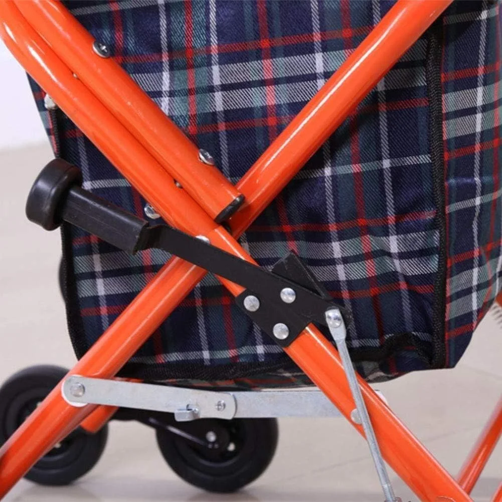 واکر رولیتی سبک وزن، واکر قابل حمل با صندلی، تکیه گاه پیاده روی، چرخ دستی با کیف، سبد خرید، کالسکه اسکوتر تاشو، سیستم ترمز دوبل 4 چرخ