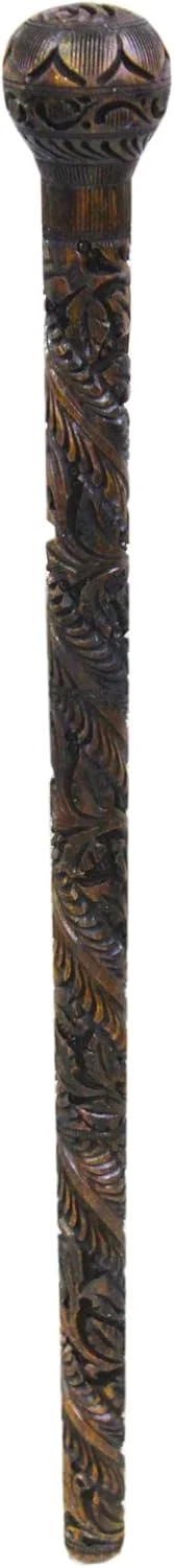 عصای چوبی منبت کاری شده با سر گرد Latas برای مردان/زنان/یونیسکس-05