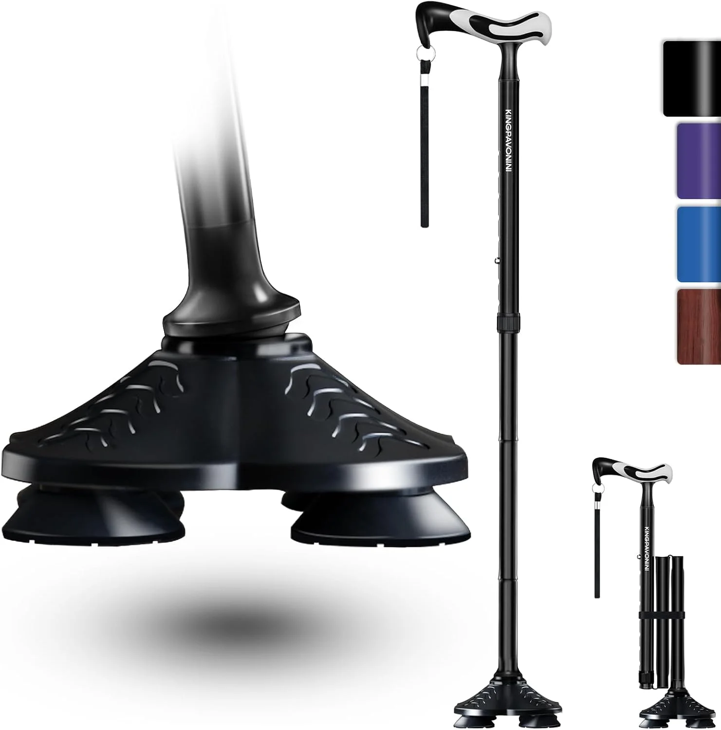 عصای پیاده روی KingPavonini برای حفظ تعادل مردان و زنان، عصای تاشو ایستاده، دسته ارگونومیک با پایه چهارگانه چرخشی، مقاوم و سنگین تا وزن 158 کیلوگرم، عصای پیاده روی قابل تنظیم برای حفظ تعادل سالمندان به همراه کیف مسافرتی عصای پیاده روی KingPavonini برای حفظ تعادل مردان و زنان، عصای تاشو ایستاده، دسته ارگونومیک با پایه چهارگانه چرخشی، مقاوم و سنگین تا وزن 158 کیلوگرم، عصای پیاده روی قابل تنظیم برای حفظ تعادل سالمندان به همراه کیف مسافرتی