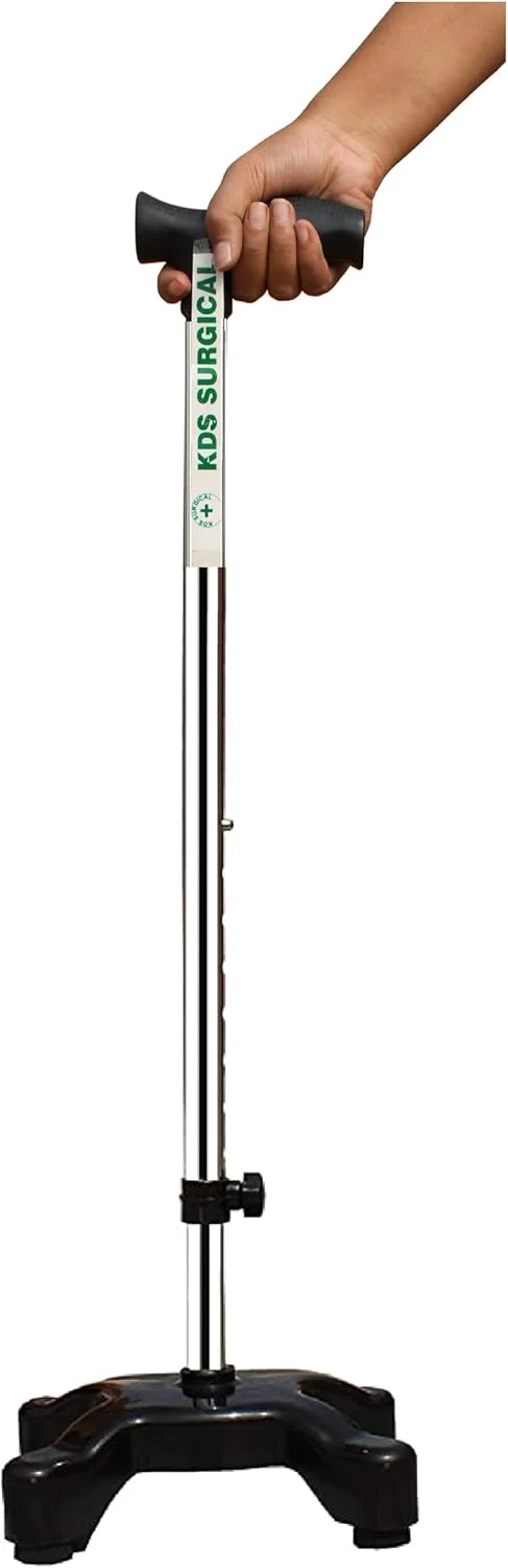 عصای چهارپایه آهنی KDS SURGICAL با قابلیت تنظیم ارتفاع (مشکی) عصای چهارپایه آهنی KDS SURGICAL با قابلیت تنظیم ارتفاع (مشکی)