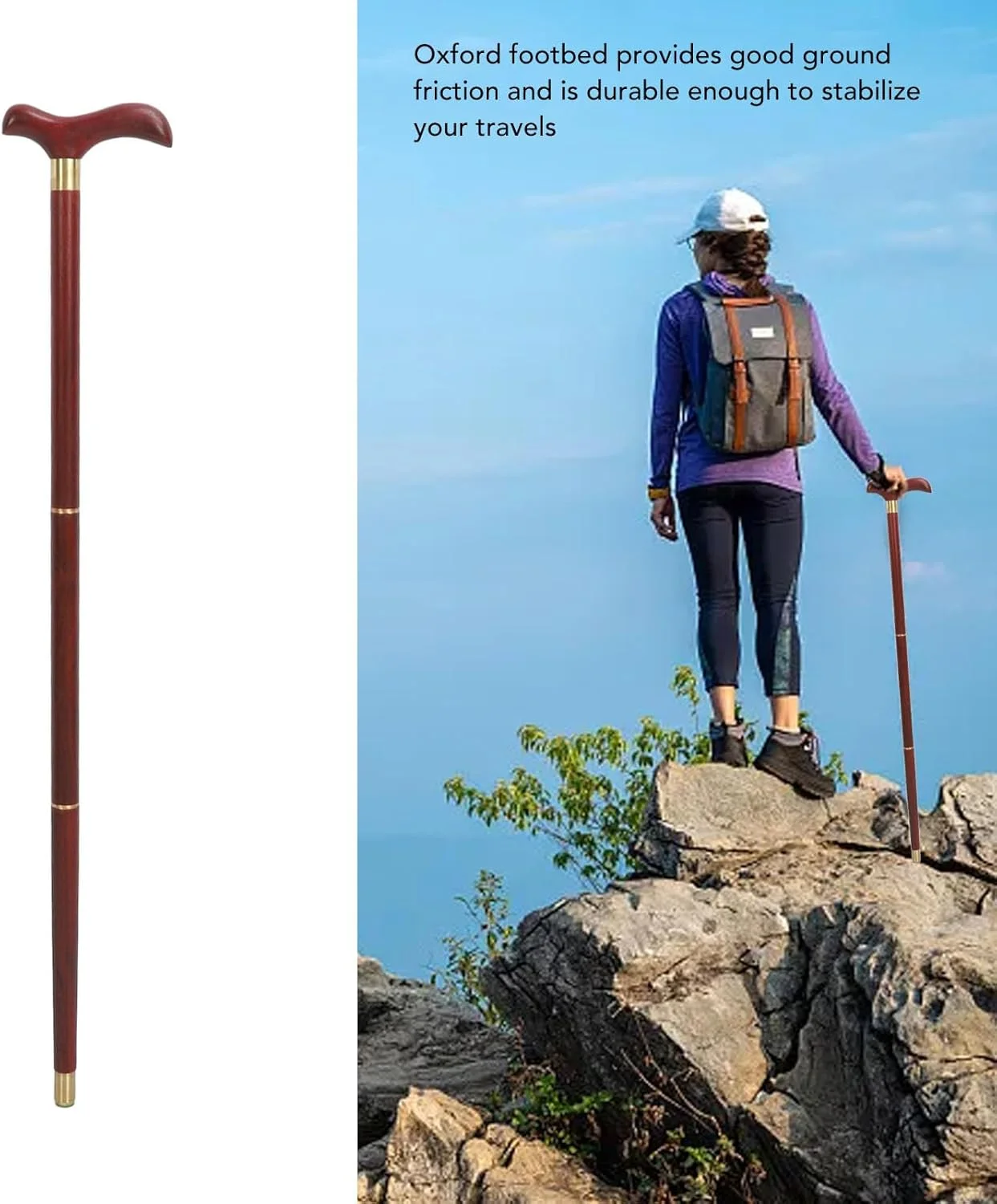 عصای پیاده روی KAILANDUO برای مردان و زنان، عصای پیاده روی بادوام و پایدار با پد پا آکسفورد، مناسب سالمندان با طراحی ارگونومیک و 3 قسمتی