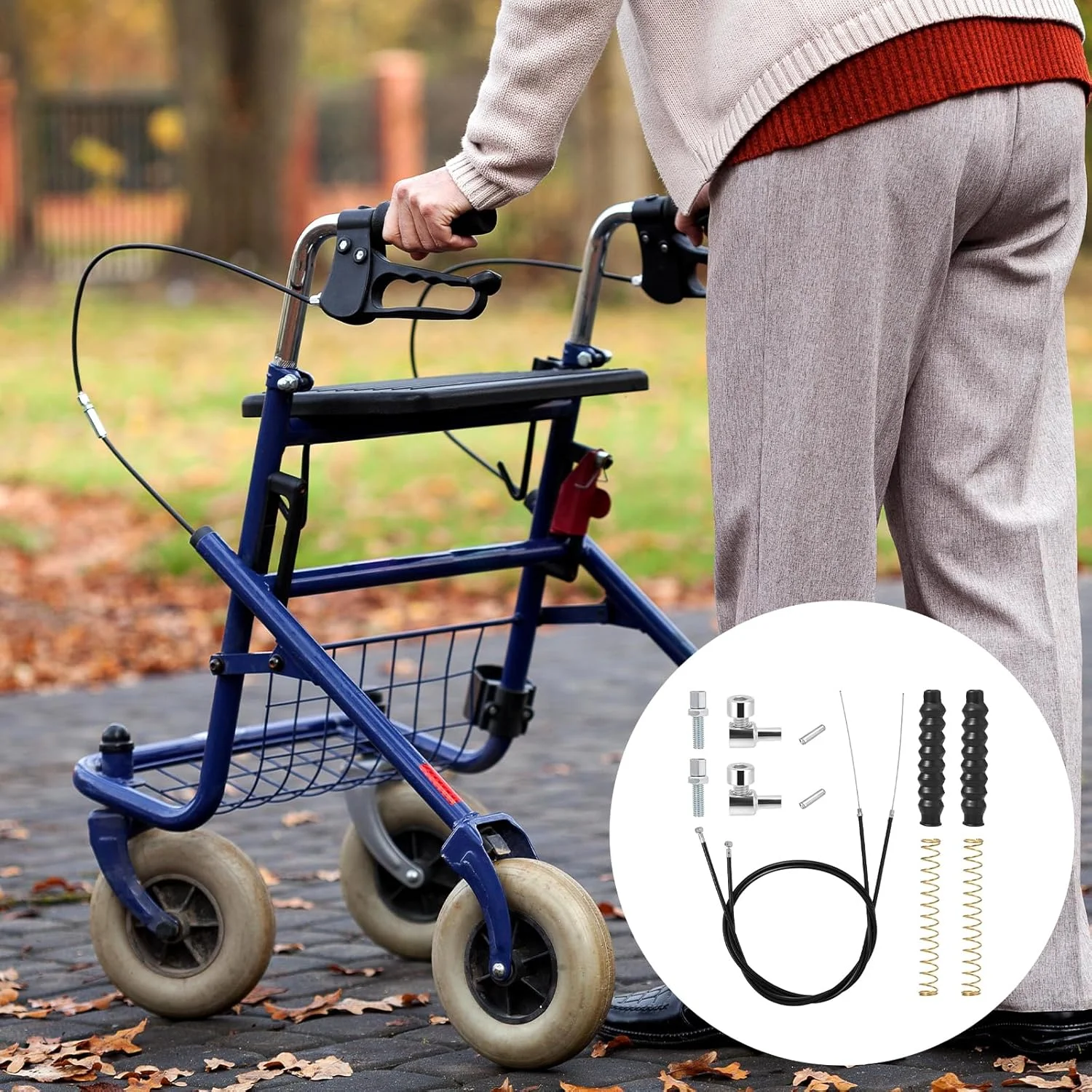 کابل ترمز رولیتور KALIONE، بسته 2 عددی، قطعات جایگزین کابل ترمز، کابل ترمز 41 اینچی، قطعات واکر رولیتور، کابل ترمز برای ویلچر تاشو رولیتور، قطعات واکر درایو کابل جهانی (14 عدد 1 جفت)