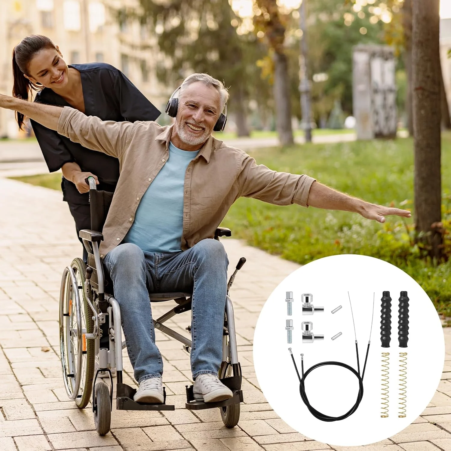 کابل ترمز رولیتور KALIONE، بسته 2 عددی، قطعات جایگزین کابل ترمز، کابل ترمز 41 اینچی، قطعات واکر رولیتور، کابل ترمز برای ویلچر تاشو رولیتور، قطعات واکر درایو کابل جهانی (14 عدد 1 جفت)