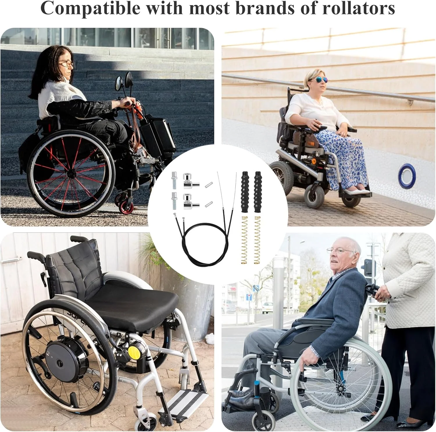 کابل ترمز رولیتور KALIONE، بسته 2 عددی، قطعات جایگزین کابل ترمز، کابل ترمز 41 اینچی، قطعات واکر رولیتور، کابل ترمز برای ویلچر تاشو رولیتور، قطعات واکر درایو کابل جهانی (14 عدد 1 جفت)