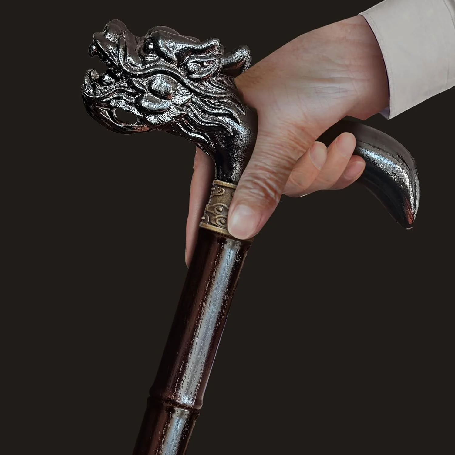 عصای چوبی ispuoocti، عصای پیاده روی دست ساز و درجه یک برای آقایان و بانوان، طراحی سبک وزن، عصای اژدها مناسب برای سالمندان، مناسب برای استفاده شخصی و هدیه