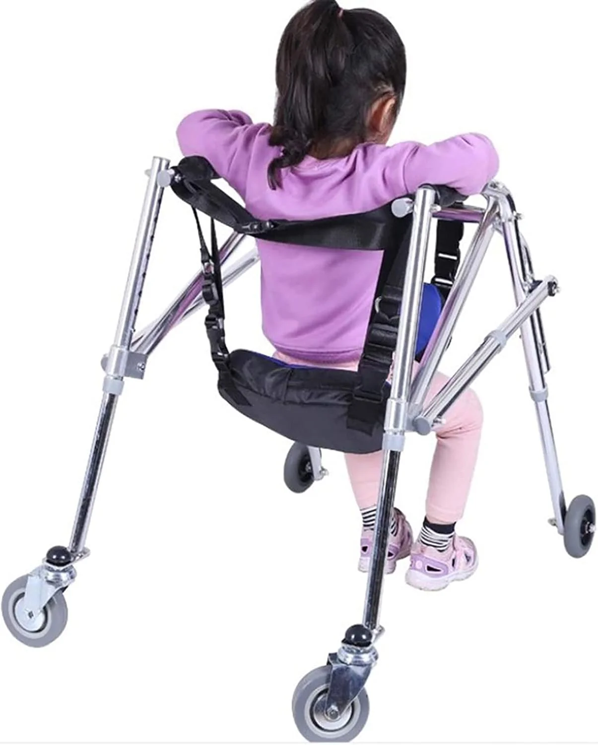 وسایل کمک توانبخشی اندام تحتانی کودک jjff با چرخ صندلی، واکر چرخدار تاشو کودکان با ارتفاع قابل تنظیم، واکر سبک وزن آموزش اندام تحتانی کودک نوپا